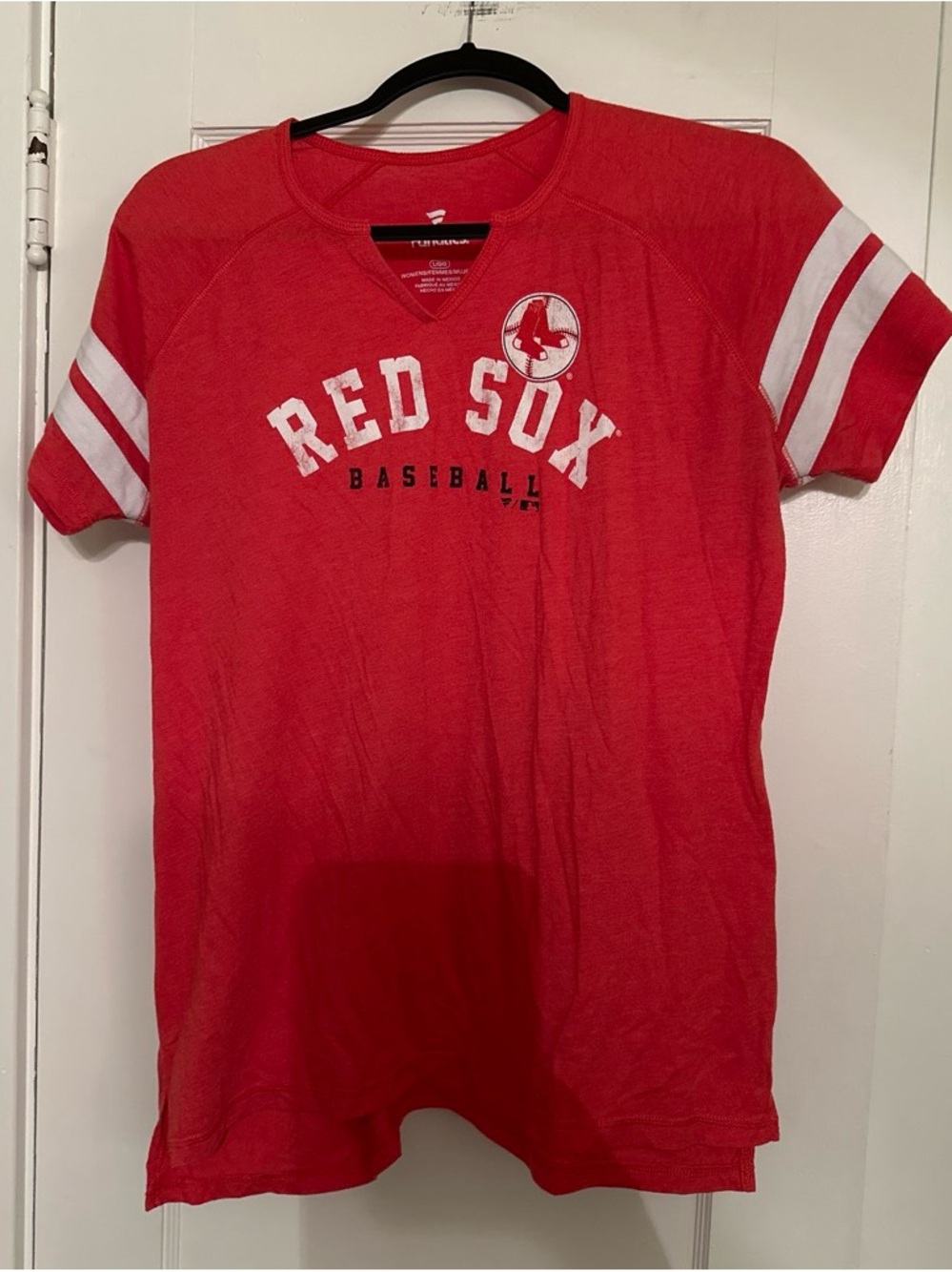 Fanatics Red Boston Red Sox Short Sleeve Tee with White Sleeve Stripes